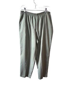 Alfred Dunner Womens Size 16 Sage Green Elastic Waist Pants Relaxed Fit Lightwei